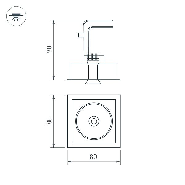 Светильник CL-SIMPLE-S80x80-9W Day4000 (WH, 45 deg) (Arlight, IP20 Металл, 3 года) Lednikoff