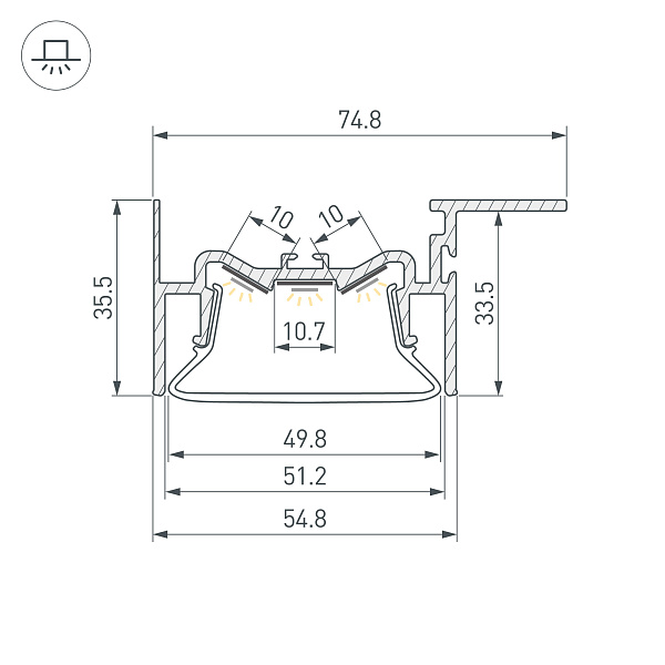 Профиль FOLED-50-CEIL-SIDE-2000 (Arlight, Алюминий) Lednikoff