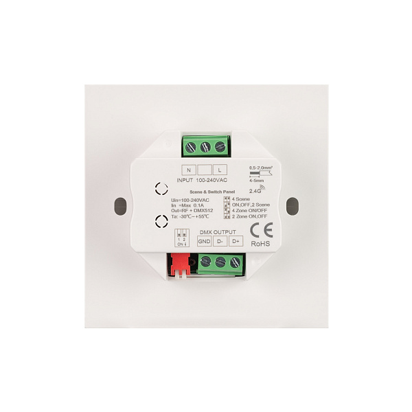 INTELLIGENT ARLIGHT Кнопочная панель SMART-DMX512-801-22-4G-4SC-DIM-IN White (230V, 2.4G) (IARL, IP20 Пластик, 5 лет) Lednikoff