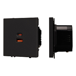 ARL NOBE USB Розетка тип A+C софт-тач черный оникс SCT-MUAC-SFPL-FC-BK (65W, QC3) (Arlight, -)