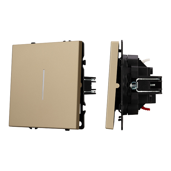 Механизм выключателя одноклавишный проходной LED SWT-NOBE-MKP1-SFPL-L-GD (230V, 10A) (Arlight, Золотой песок) Lednikoff