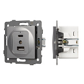 Механизм USB розетки SCT-MUAC-PL-GR-V (5V, 3A, QC4) (Arlight, -)