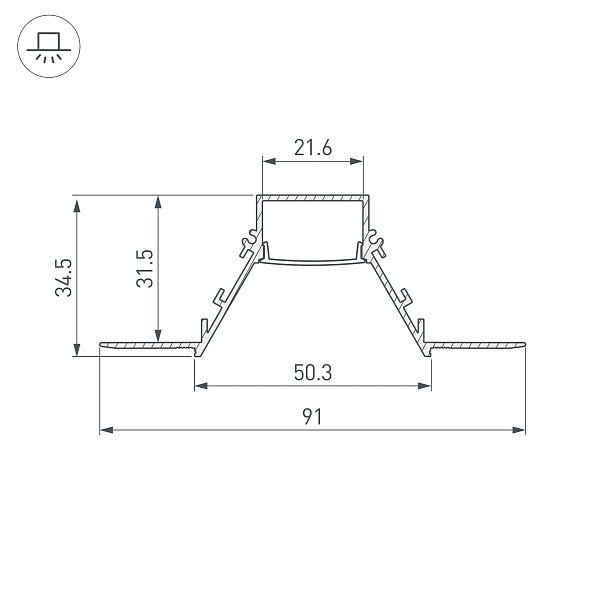 Профиль COMFORT21-V-FANTOM-2000 WHITE (Arlight, Алюминий) Lednikoff