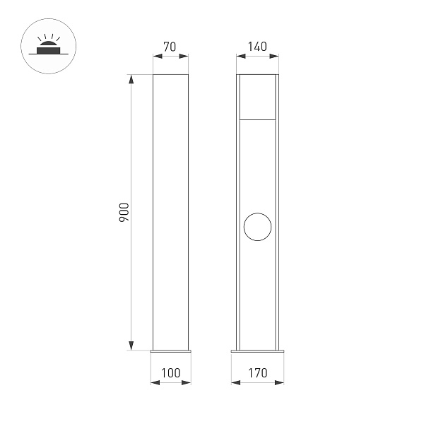 Светильник LGD-SEKVOYA-BOLL-SOCKET-H900-11W Warm3000 (BK, 120 deg, 230V) (Arlight, IP54 Металл, 3 года) Lednikoff