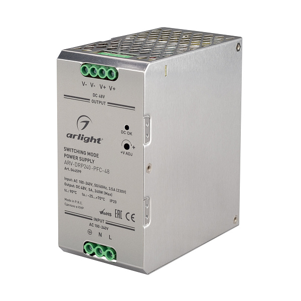 Блок питания ARV-DRP240-PFC-48 (48V, 5A, 240W) (Arlight, IP20 Металл, 5 лет) Lednikoff