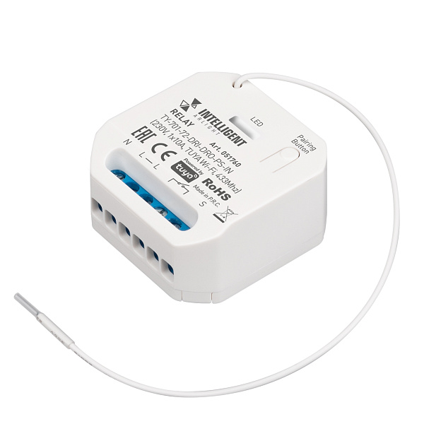 INTELLIGENT ARLIGHT Релейный модуль TY-701-72-DRI-DRO-PS-IN (230V, 1x10A, TUYA Wi-Fi, 433Mhz) (IARL, IP20 Пластик, 3 года) Lednikoff