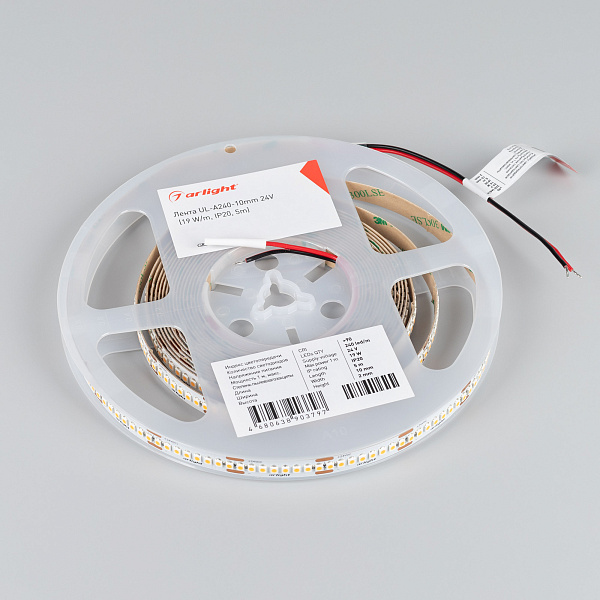 Светодиодная лента UL-A240-10mm 24V Warm3500 (19 W/m, IP20, 5m) (Arlight, 7 лет) Lednikoff