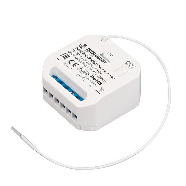 INTELLIGENT ARLIGHT Релейный модуль TY-701-72-DRI-DRO-PS-IN (230V, 1x10A, TUYA Wi-Fi, 433Mhz) (IARL, IP20 Пластик, 3 года) Lednikoff