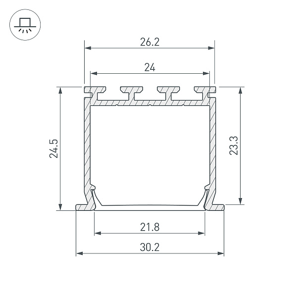 Профиль PLS-LOCK-H25-FS-2000 ANOD (Arlight, Алюминий) Lednikoff