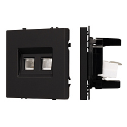 ARL NOBE Розетка компьютерная двойная софт-тач черный оникс SCT-MPC2-SFPL-BK (2хRJ-45, CAT6) (Arlight, -)