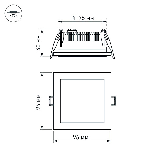 Светодиодная панель LT-S96x96WH 6W Day White 120deg (Arlight, IP40 Металл, 3 года) Lednikoff