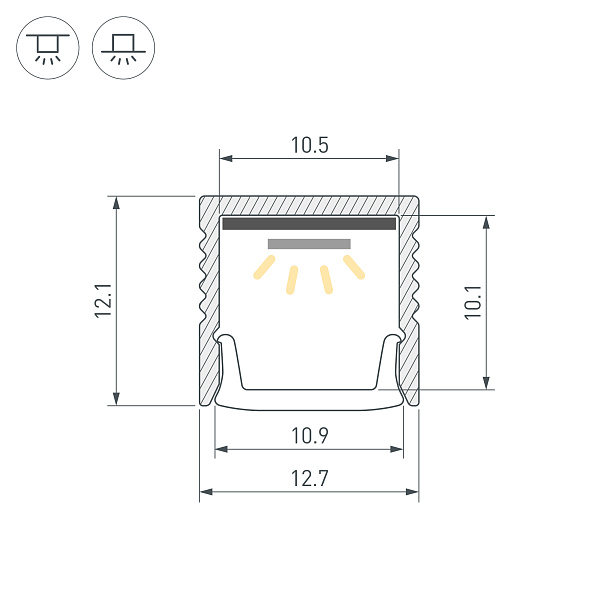 Профиль LINE-1212-2000 ANOD (Arlight, Алюминий) Lednikoff