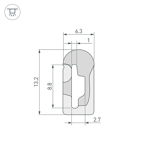 Силиконовый профиль WPH-FLEX-0613-SIDE-S8-5m WHITE (Arlight, Силикон) Lednikoff