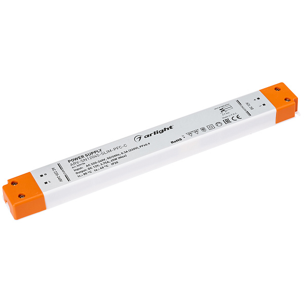 Блок питания ARV-SN12045-SLIM-PFC-C (12V, 3.75A, 45W) (Arlight, IP20 Пластик, 3 года) Lednikoff