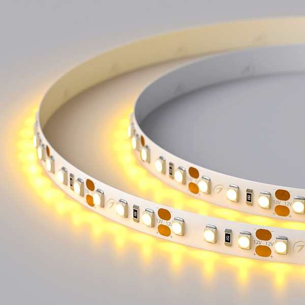 Светодиодная лента RT-A120-8mm 12V Yellow (9.6 W/m, IP20, 2835, 5m) (Arlight, 9.6 Вт/м, IP20) Lednikoff