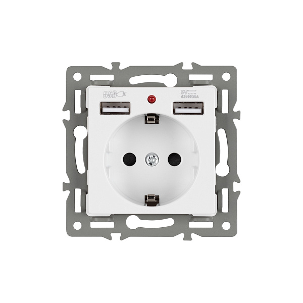 Механизм розетки с USB зарядкой SCT-MUAA-PL-WH (250V, 16A) (Arlight, -) Lednikoff