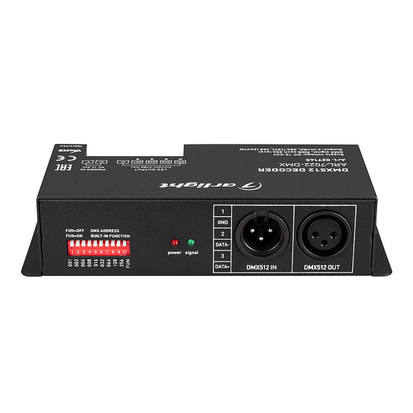 Декодер ARL-7022-DMX (12-24V, 4x8A, DMX512, XLR3) (Arlight, IP20 Металл, 3 года) Lednikoff
