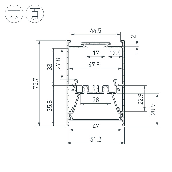 Профиль LINE-5075-HONEYCOMB-2000 BLACK (Arlight, Алюминий) Lednikoff
