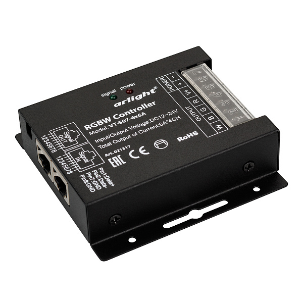 Контроллер VT-S07-4x6A (12-24V, ПДУ 24 кн, RF) (Arlight, IP20 Металл, 3 года) Lednikoff