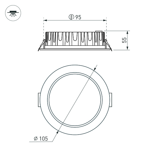 Светильник MS-MIST-BUILT-R105-9W Warm3000 (WH, 110 deg, 230V) (Arlight, IP54 Металл, 5 лет) Lednikoff