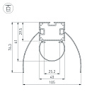 Профиль ARH-POWER-W154-COMFORT-2000 ANOD (Arlight, Алюминий) Lednikoff