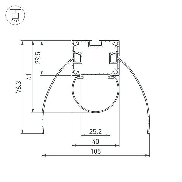 Профиль ARH-POWER-W154-COMFORT-2000 ANOD (Arlight, Алюминий) Lednikoff