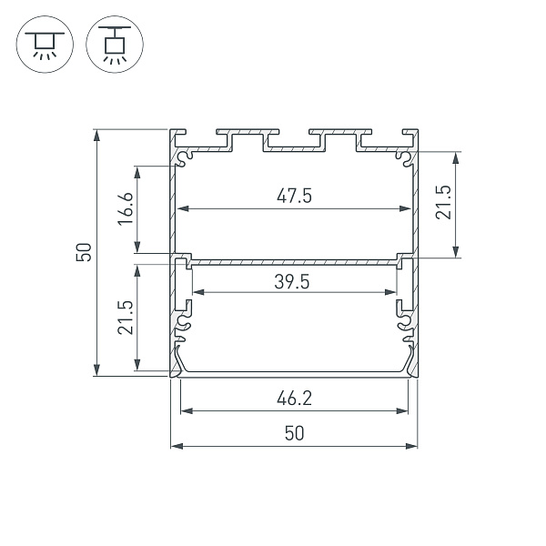 Профиль LINE-S-5050-3000 WHITE (Arlight, Алюминий) Lednikoff