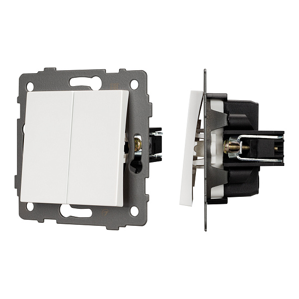 Механизм выключателя двухклавишный непроходной SWT-MK02-PL-WH-V (250V, 10A) (Arlight, -) Lednikoff