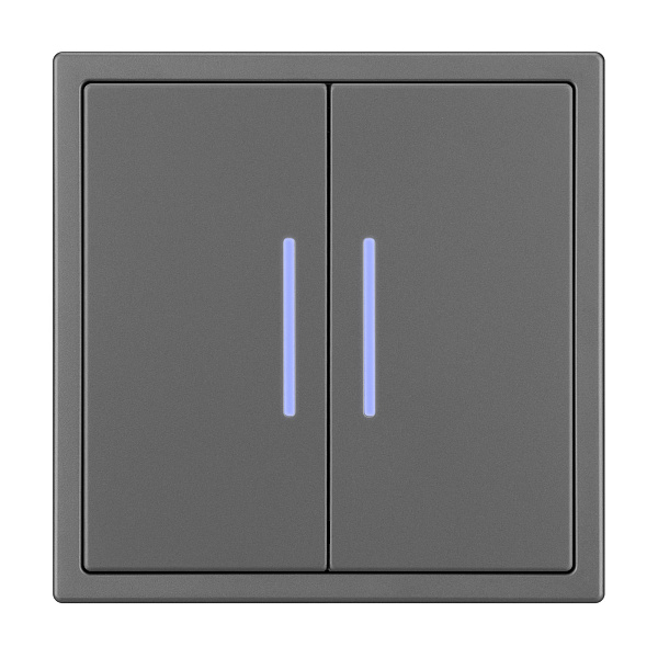 Механизм выключателя двухклавишный непроходной LED SWT-NOBE-MK02-SFPL-L-GR (230V, 10A) (Arlight, Серый базальт) Lednikoff