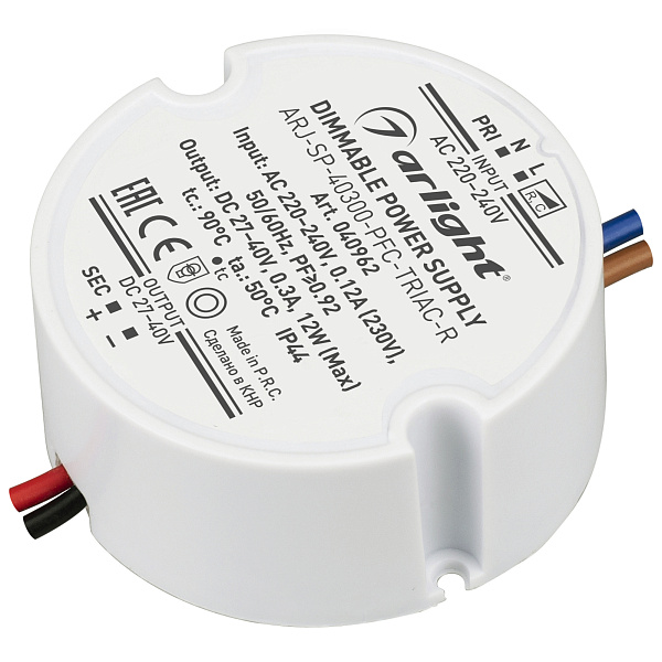 Блок питания ARJ-SP-40300-PFC-TRIAC-R (12W, 27-40V, 300mA) (Arlight, IP44 Пластик, 5 лет) Lednikoff