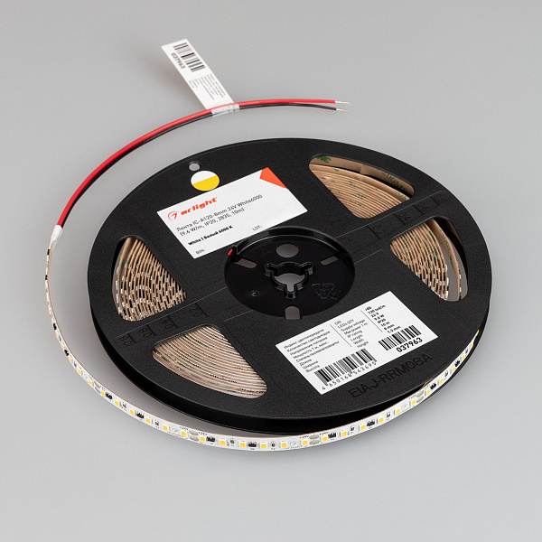 Светодиодная лента IC-A120-8mm 24V White6000 (9.6 W/m, IP20, 2835, 10m) (Arlight, стабилизированная) Lednikoff