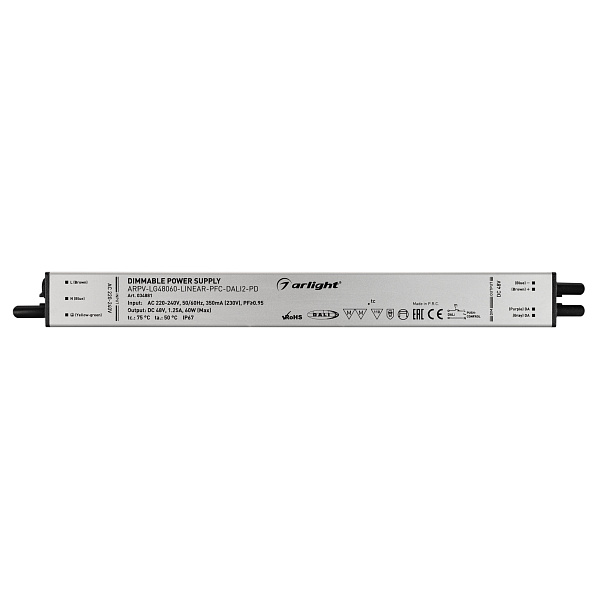 Блок питания ARPV-LG48060-LINEAR-PFC-DALI2-PD (48V, 1.25A, 60W) (Arlight, IP67 Металл, 5 лет) Lednikoff
