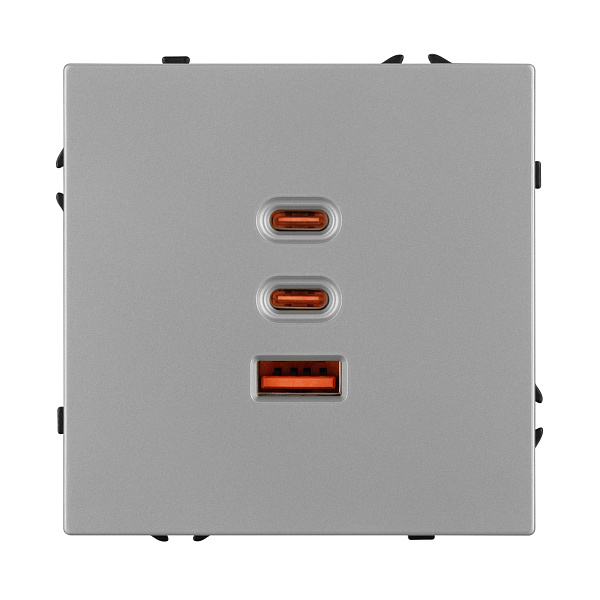 ARL NOBE USB Розетка тип А+С+С софт-тач никель SCT-MUACC-SFPL-FC-IS (65W, QC3) (Arlight, -) Lednikoff