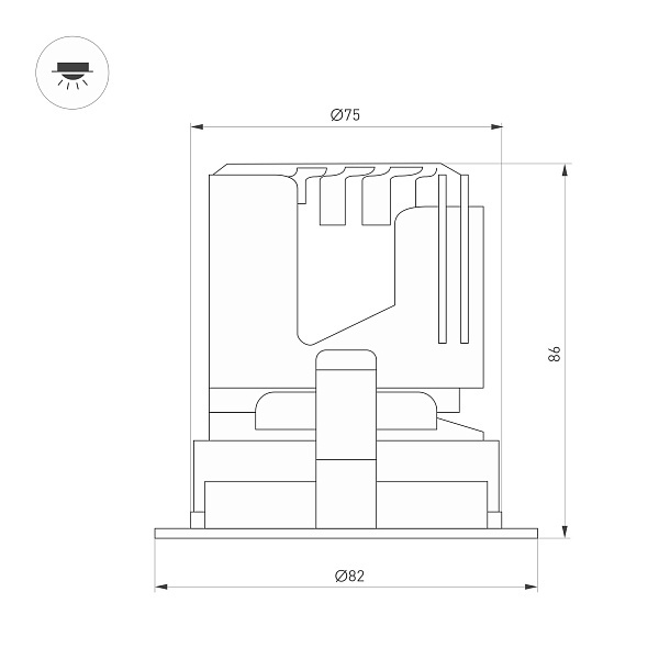 Светильник MS-ARADO-BUILT-R75-12W Warm3000 (WH-WH, 55 deg, 230V) (Arlight, IP20 Металл, 5 лет) Lednikoff