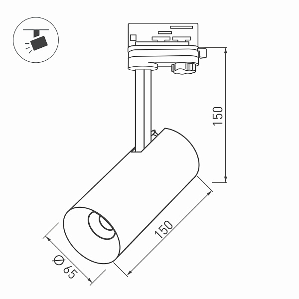 Светильник SP-POLO-TRACK-LEG-R65-8W Day4000 (WH-WH, 40 deg) (Arlight, IP20 Металл, 3 года)