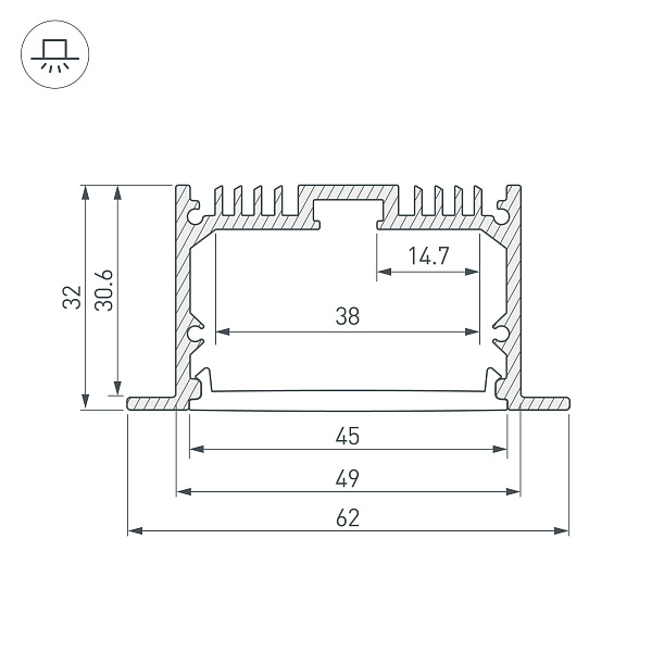 Профиль SL-LINIA62-F-3000 ANOD (Arlight, Алюминий) Lednikoff
