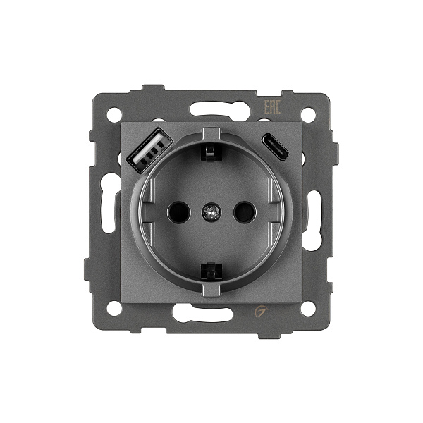 Механизм розетки с USB зарядкой SCT-MUAC-PL-GR-V (250V, 16A) (Arlight, -) Lednikoff