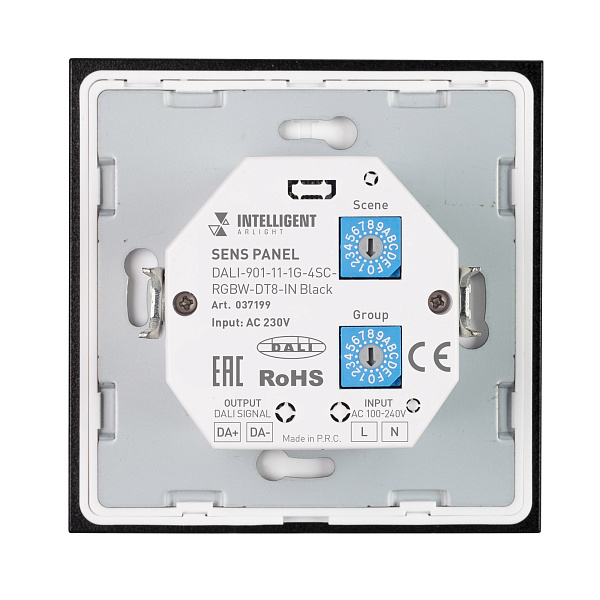 INTELLIGENT ARLIGHT Сенсорная панель DALI-901-11-1G-4SC-RGBW-DT8-IN Black (BUS/230V) (IARL, IP20 Пластик, 3 года) Lednikoff