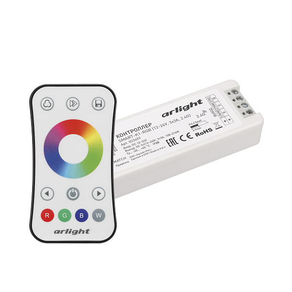 Контроллер SMART-RGB-SET-RING (12-24V, 3x3A, ПДУ 2.4G) (Arlight, IP20 Пластик, 5 лет) Lednikoff