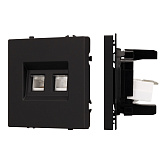 Механизм сдвоенной компьютерной розетки SCT-NOBE-MPC2-SFPL-BK (RJ-45, CAT6) (Arlight, Черный оникс)