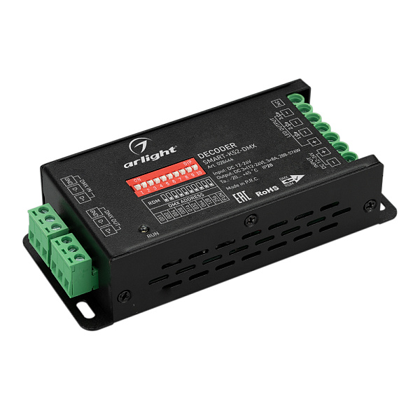 Декодер SMART-K52-DMX (12-24V, 3x8A) (Arlight, IP20 Металл, 5 лет) Lednikoff