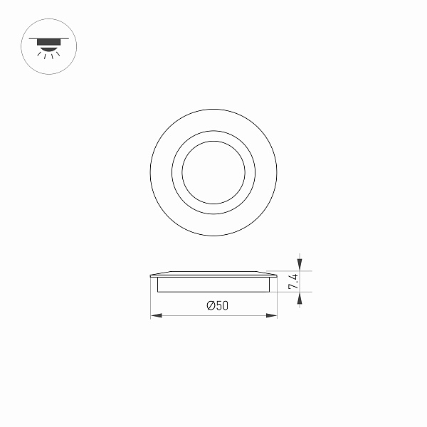 Накладка ART-DECK-CAP-FLAT-R50 (SL, STEEL) (Arlight, Металл) Lednikoff