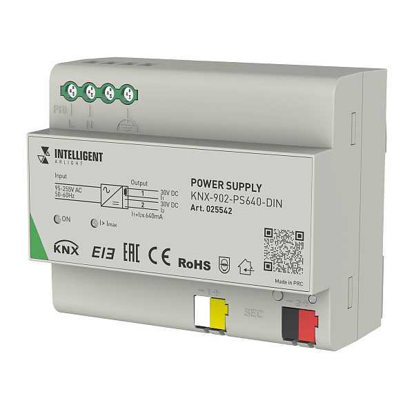 INTELLIGENT ARLIGHT Блок питания шины KNX-902-PS640-DIN (230V, 640mA) (IARL, IP20 Пластик, 2 года) Lednikoff