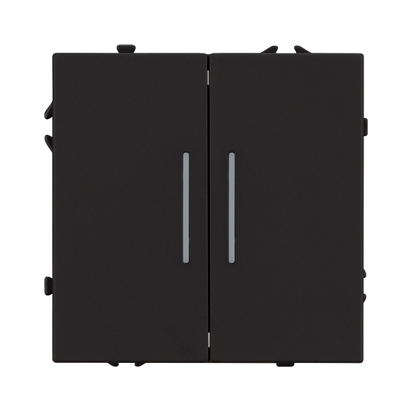 Механизм выключателя двухклавишный проходной LED SWT-NOBE-MKP2-SFPL-L-BK (230V, 10A) (Arlight, Черный оникс) Lednikoff