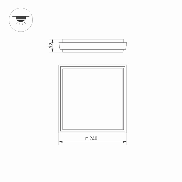 Светильник LGD-AREA-S240x240-25W Day4000 (GR, 110 deg, 230V) (Arlight, IP54 Металл, 3 года) Lednikoff