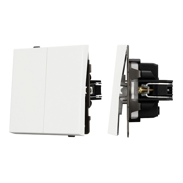 Механизм выключателя двухклавишный непроходной SWT-TENDO-MK02-SFPL-WH (230V, 10A) (Arlight, Матовый белый) Lednikoff