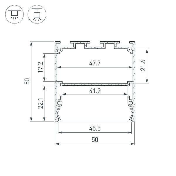 Профиль LINE-M-5050-2000 WHITE (Arlight, Алюминий) Lednikoff