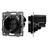 Механизм розетки с USB зарядкой SCT-MUAA-PL-BK-V (250V, 16A) (Arlight, -)