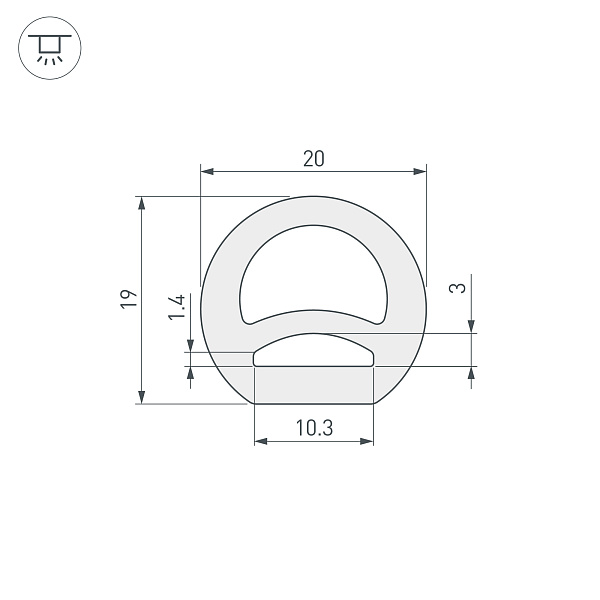 Силиконовый профиль WPH-FLEX-D20-TOP-S10-50m WHITE (Arlight, Силикон) Lednikoff