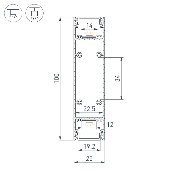 Профиль SL-LINE-25100-DUAL-2500 ORANGE (Arlight, Алюминий) Lednikoff